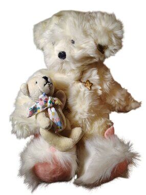 Vtg. Annette Funicello Bear Dream Keeper 12" Jointed Plush w/Stand Bunny Slipper